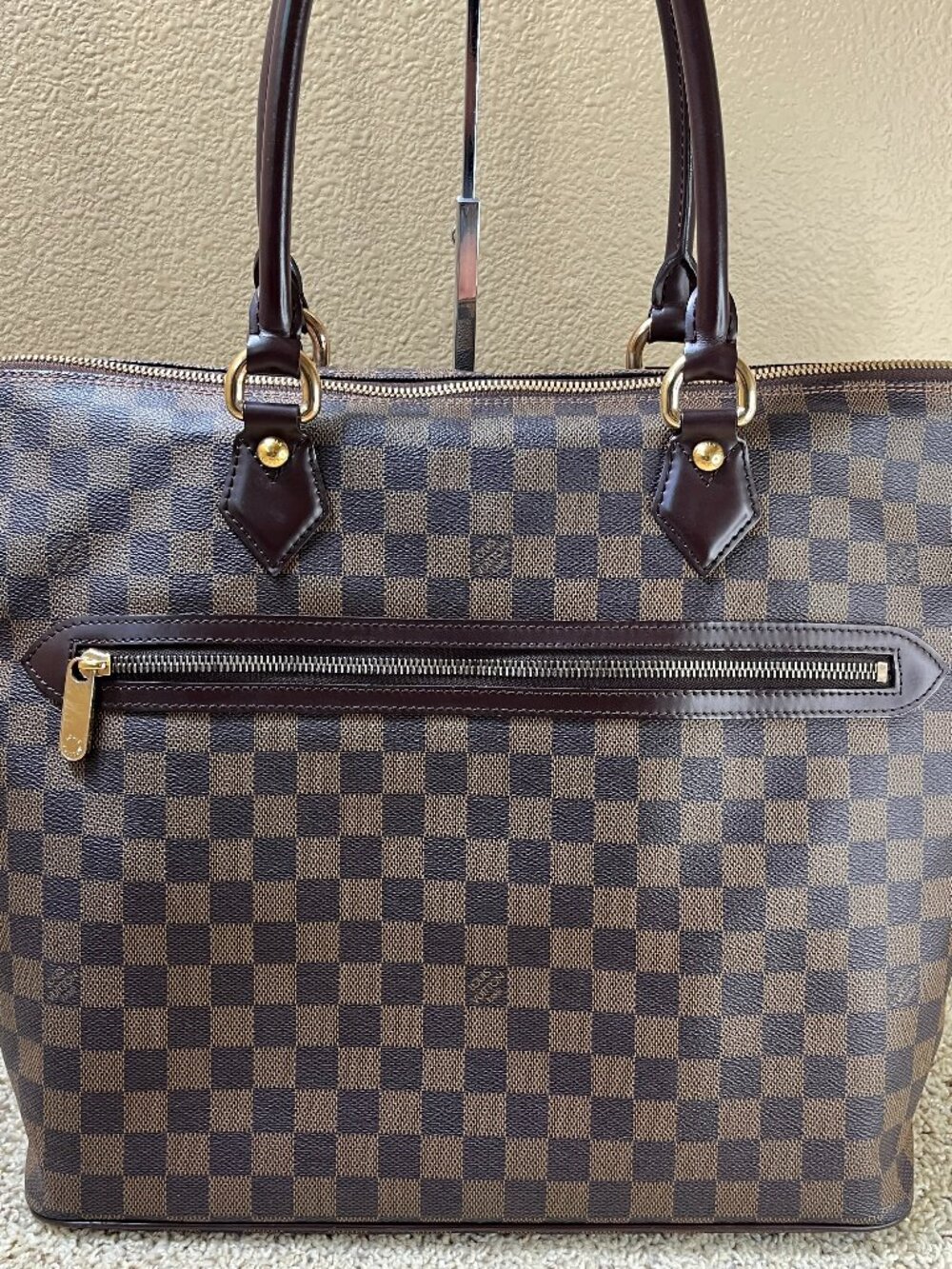 Louis Vuitton Saleya GM Tote Damier Satchel Handbag Leather Purse Zip